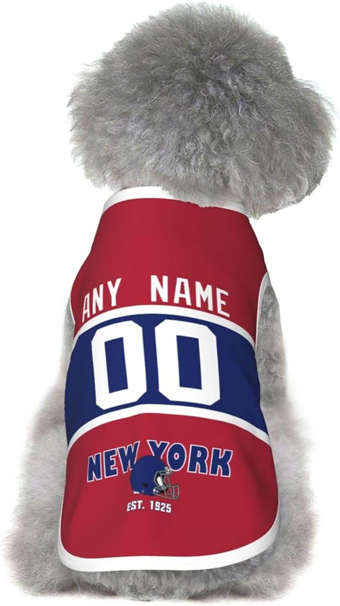 New York Dog Clothes Jersey Pet Jersey Customized Any Name & Number S-5XL for Small Middle and Big Dogs