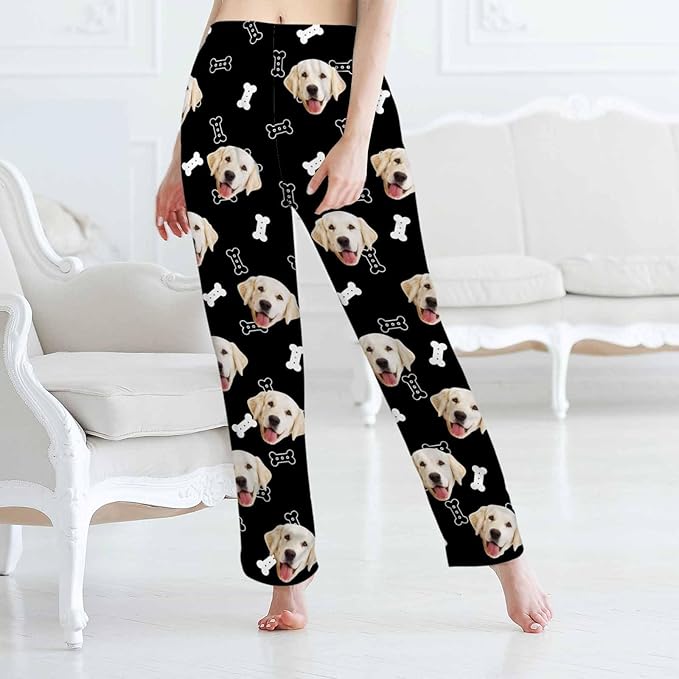 MyPupSocks Customized Face Pajamas Pants Sleep Bottoms for Men Women XS-2XL