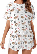 D-Story Custom Short Pajama Set with Pet Face Personalized Photo Sleepwear 2 Pieces Pjs Nightwear Xmas Gift for Women