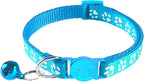 2 Pack Breakaway Cat Collars with Bells, Reflective Design and Claw Print Design, Safety Buckle, Adjustable 7.5-12.5 Inches for Kittens & Cats (Sky Blue)