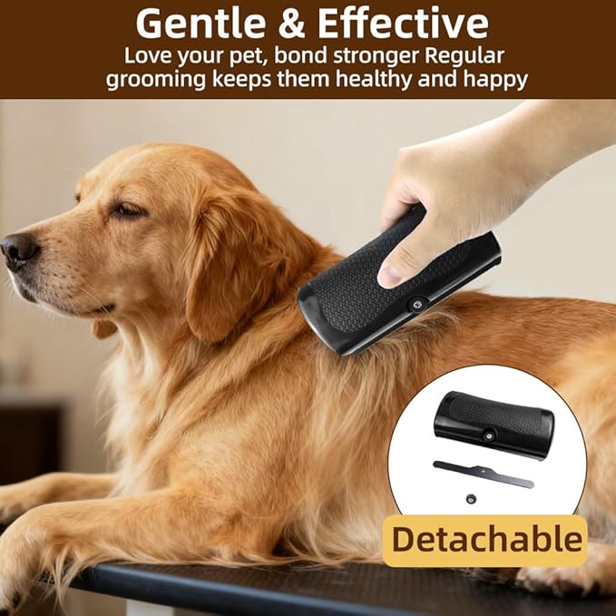 Deshedding Dog Brush, Groom Pro Dog Brush with Reusable Lint Roller, Grooming Tool for Cats, Dogs, Rabbits, Horses, Hamsters | Itching Relief & Gift for Pet Lovers