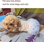 Floral Puppy Dress with D-Ring Ruffled Small Dog Clothes Female Spring Cat Outfit Sleeveless Pet Princess Skirt Cute Dogs Tutu Dresses (Blue, Medium)