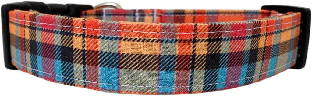 Orange Plaid Dog Collar (Medium)