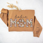 CHILLEVER Personalized Embroidered Dog Mom Sweatshirt, Dog Mama Crewneck, Gift for Mom, Pet Name On The Sleeve
