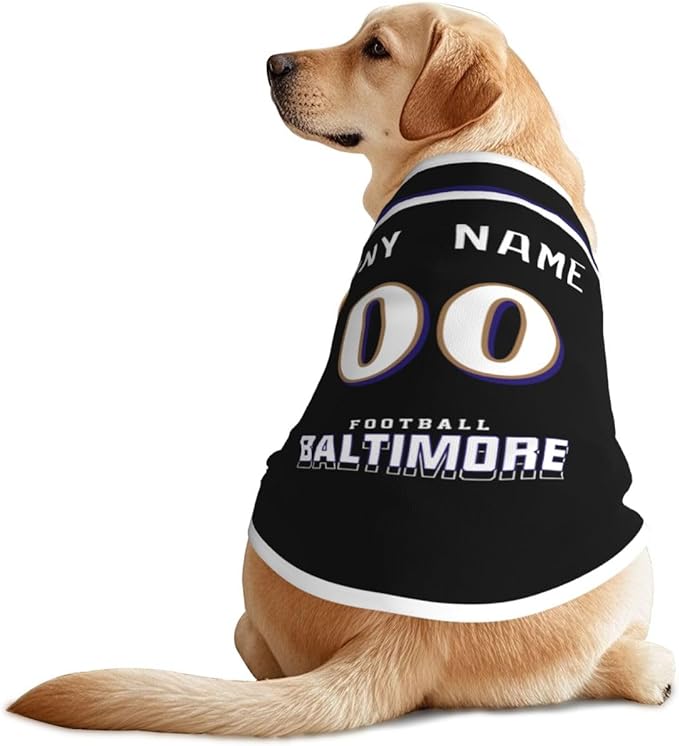 Baltimore Custom Pet Jersey Dog Clothes Jersey Various Sizes Customized Any Name & Number for Small & Middle and Big Dogs