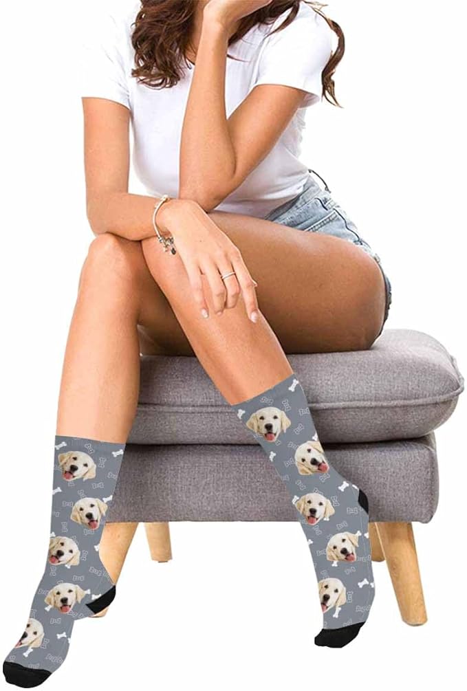 Artsadd Personalized Christmas Pajama Pants Socks for Men Custom Photo Pajama Bottoms for Men S-XXL
