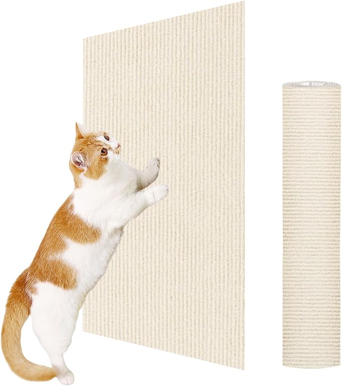 23.6x15.8 Cat Wall Scratcher Mat with Nano Tape,Anti Cats Scratch Furniture Couch Carpet Corner Protector for Indoor,Trimmable Cat Scratching Pad Board Sofa Replacement