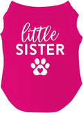 Little Sister Heart Paw Dog Tee Shirt Sizes for Puppies, Toys, and Large Breeds (Hot Pink, Medium 218sis)