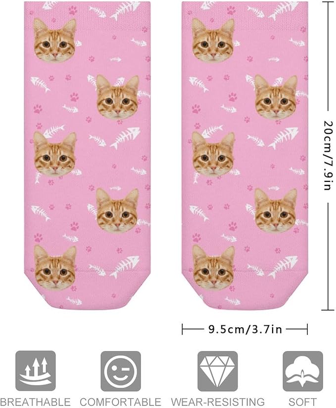 Personalized Ankle Socks with Face Custom Photo Socks Low Cut Ankle Socks Athletic Socks Valentine's Day Gifts for Women Men