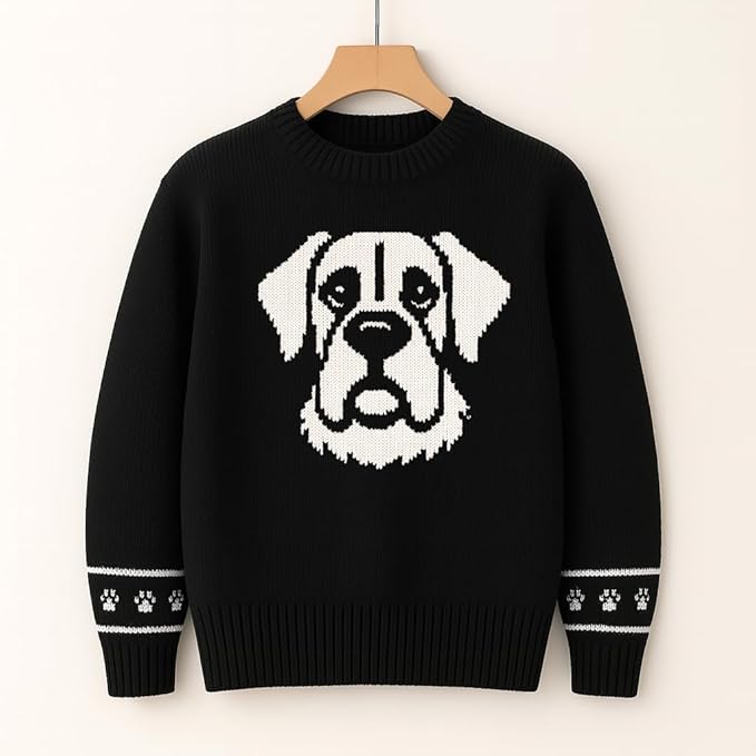 Custom Dog Knit Sweater for Women Personalized Pet Paw Print Pullover Dog Mom Gift Christmas for Pet Lovers