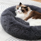 Round Dog Bed Fluffy Cat Bed Small Dog Bed Pet Bed Calming Donut Cat Bed Round Puppy Bed Calming Pet Bed Suit for 8Kg Dog and Cat