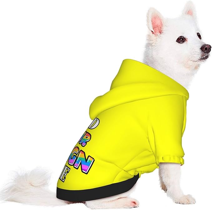 Personalized Dog Hoodie Custom Hooded Pet Warm Pullover Sweatshirt with Name Number Clothes for Chihuahua Pupppy Kitten Hoodies Puppy Soft Sweater Winter Small Dogs Cats, Yellow, L,