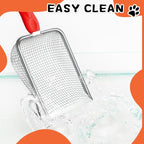 Cat Litter Scoop,Sturdy Litter Cleaner Corner Shovel,Stainless Steel Mesh Litter Shovel,Easy to Clean Reptile Terrarium Sand Waste,Beach Shovel(Red)