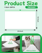 140 Count Cat Litter Box Liners Compatible with Litter Box Robot 4/3 and Automatic Litter Box, Thick 10-12 Gal Waste Drawer Liners Bags with Strong Ties, Pre-separated for Easy Use,25.2"x15.7"