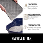 GORILLA GRIP Cat Litter Box Mat, Water Resistant, US Designed Kitty Litter Trapping Mats, Easy to Clean, Scatter Control, Less Mess and Clean Floors, Kitten Supplies for Indoor Cats 24x17 Grey 2 Pack