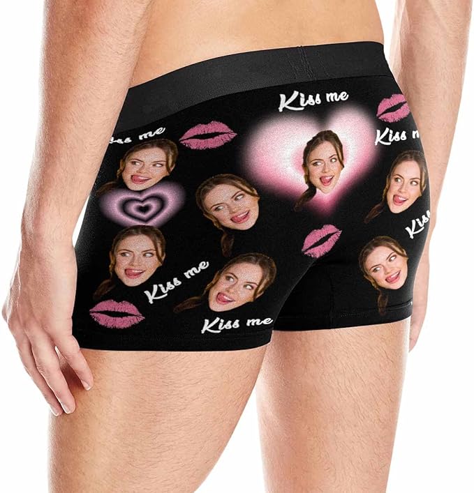 M YESCUSTOM Custom Faces Funny Short Briefs Gift for Husband Underwear