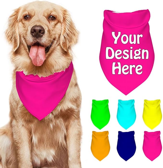 Customize Pet Scarfs Custom Dog Bandana Add Your Photo Name Text Image Personalized Triangular Head Scarf for Small Medium Large Dogs Cats Pets, DeepPink