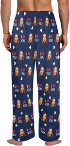 Artsadd Personalized Christmas Pajama Pants Socks for Men Custom Photo Pajama Bottoms for Men S-XXL