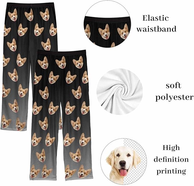Custom Couple Pajama Pants Sock with Funny Face, Personalized PJ Anniversary Birthday Women Men Pants