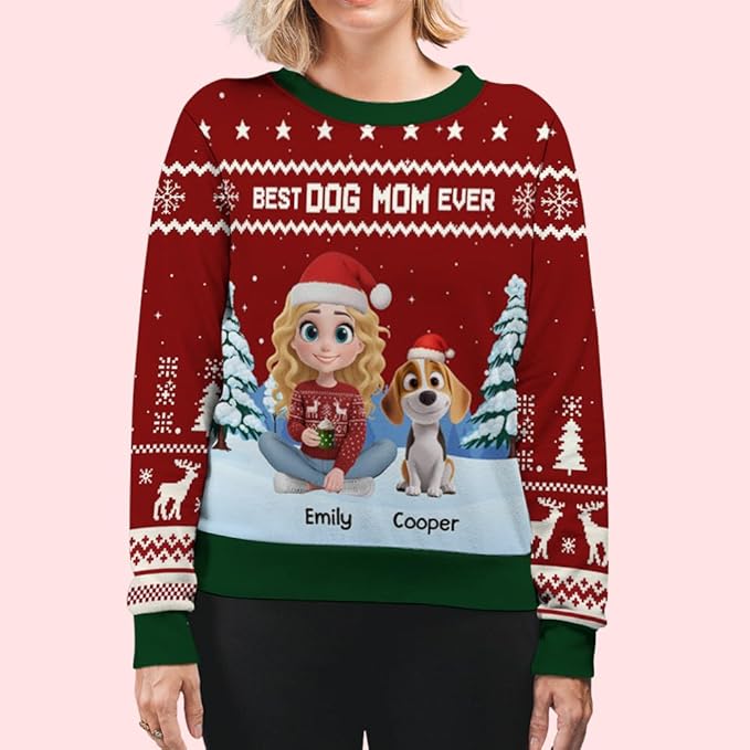 Wrappiness A Girl And Her Dog Christmas Sweatshirt - Cozy Unisex Fit Custom Shirt - Cute for Women Pet Lovers