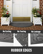 tchdio Door Mat Outdoor Indoor Entrance Doormat-Semicircular Durable Rubber Non Slip Front Door Mat for Outside Inside Entry Entryway Dirt Trapper WelcomeMat for Muddy Paws and Shoes-Grey 24”x36”