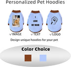 Custom Dog Hoodie, Personalized Sweatshirt with Photo Text Name Logo, Customized Hooded Sweater for Small Medium Large Dogs & Cats (Blue + Brown Border, X-Large)