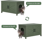 Homhedy Cat Litter Box Enclosure,Litter Box Furniture Hidden with Barn Door,Wooden Cat Washroom Furniture,Fit Most of Litter Box, Green, CL50L