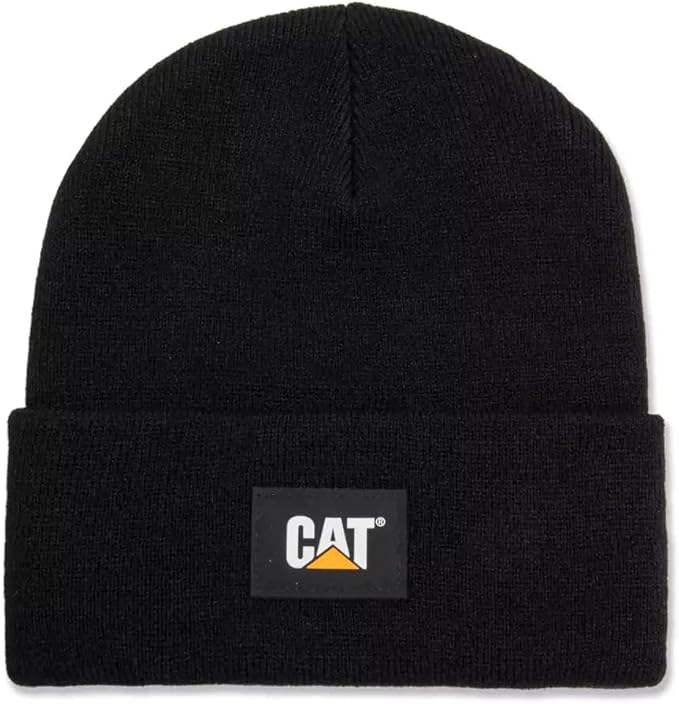 CAT Workwear Men's Caterpillar Label Cuff Beanie, Black, One Size