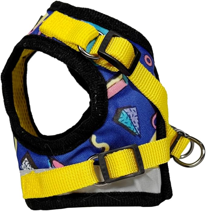 Travel Cat Harness and Leash Set - Adjustable Fit Harness and Reflective Strap - Comfort Walking Vest for Kitten for Outdoor Walking, Hiking (Small, 90s Cat)