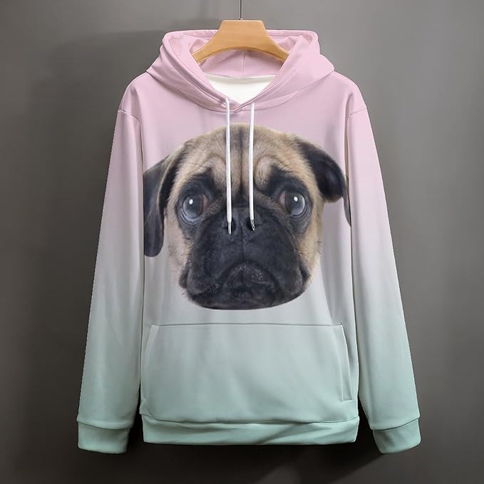 Artsadd Custom Face Unisex athletic Pockets Sweatshirt Loose Hoodie Custom Christmas Long Sleeve Sweatshirt Hooded Pullover