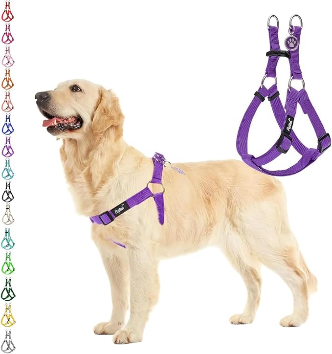 PUPTECK No Pull Dog Harness Soft Adjustable Basic Nylon Step in Puppy Vest Outdoor Walking with ID Tag