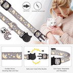 2Pcs Breakaway Cats Collars Cat Collars for Boy & Girl Cats Adjustable Kitten Collars with Bell,Black+Gray,8"-13.1"