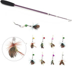 SONGWAY Cat Teaser Wand Toy - 10 Pieces Insect Cat Feather Toy Set with Retractable Wand and Feather Refills with Bell, Interactive Toys for Indoor Cats