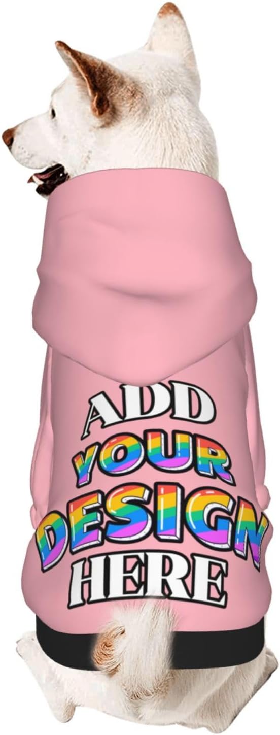 Personalized Dog Hooded Sweatshirt, Custom Pet Pullover Hoodie Design Your Own Text Image for Small Dogs Puppy Cat Kitten Clothes Dog Shirt Customizable, Customized Gifts, Light Pink, S,