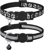 Taglory Kitten Collar Breakaway with Bell, 2 Pack Girl Boy Pet Kitten Collar Adjustable 6-8 Inch for 2-6 Months Cat, Black