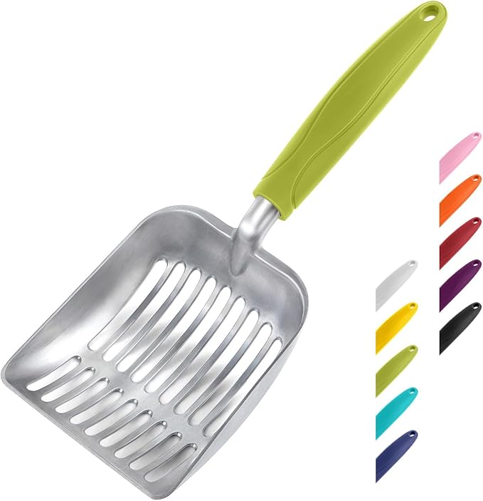 WePet Cat Litter Scoop, Aluminum Alloy Sifter, Kitty Metal Scooper, Deep Shovel, Long Handle, Poop Sifting, Kitten Pooper Lifter, Durable, Heavy Duty, for Litter Box