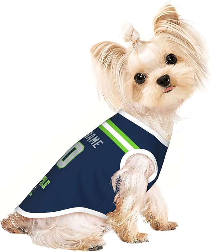 Seattle Dog Clothes Jersey Pet Jersey Customized Any Name & Number S-5XL for Small Middle and Big Dogs
