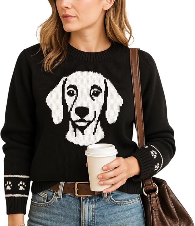 Custom Dog Knit Sweater for Women Personalized Pet Paw Print Pullover Dog Mom Gift Christmas for Pet Lovers