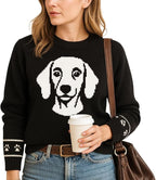 Custom Dog Knit Sweater for Women Personalized Pet Paw Print Pullover Dog Mom Gift Christmas for Pet Lovers