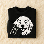 Custom Dog Knit Sweater for Women Personalized Pet Paw Print Pullover Dog Mom Gift Christmas for Pet Lovers