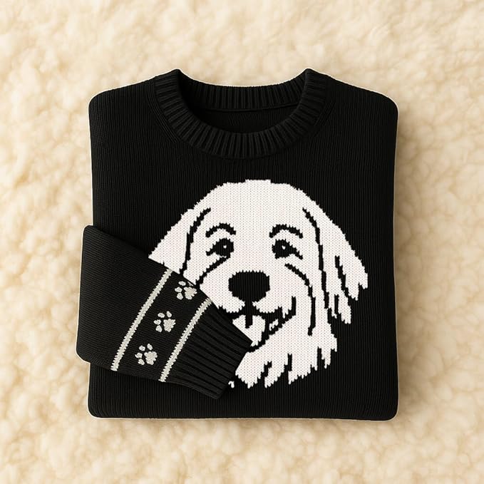 Custom Dog Knit Sweater for Women Personalized Pet Paw Print Pullover Dog Mom Gift Christmas for Pet Lovers