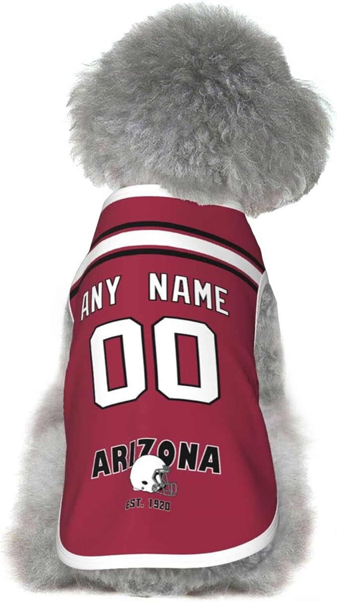 Arizona Dog Clothes Jersey Pet Jersey Customized Any Name & Number S-5XL for Small Middle and Big Dogs