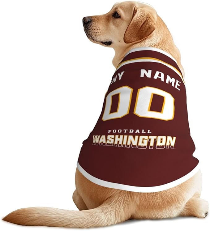 Wash1ngt0n Custom Pet Jersey Dog Clothes Jersey Various Sizes Customized Any Name & Number for Small & Middle and Big Dogs
