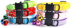 Reflective Cat Collars Breakaway with Bell 2-Pack Girl Boy Pet Kitten Collar with Star Moon Patetrn Adjustable 7.5-12.5 Inch (Red)