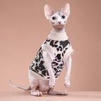 Idepet Cat Clothes Kitten Sweater Soft Kitten Shirt Cute Leopard Print Kitty Vest Pullover Pajamas Jumpsuit Cotton Apparel for Hairless Cats & Puppy (Pink,XXL)