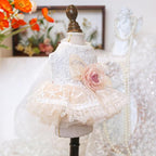 Fashion Sweet Puppy Dog Blingbling Princess Skirt Pet Dog Lace Cake Camisole Tutu Dress G-White-1 XL