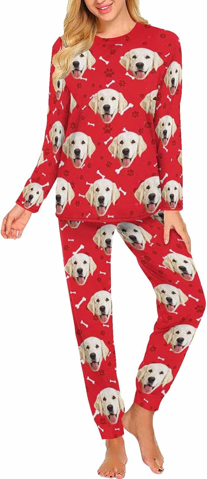 MyPupSocks Custom Face Pajamas Sets for Women, Personalized Photo Sleepwear XS-XXL