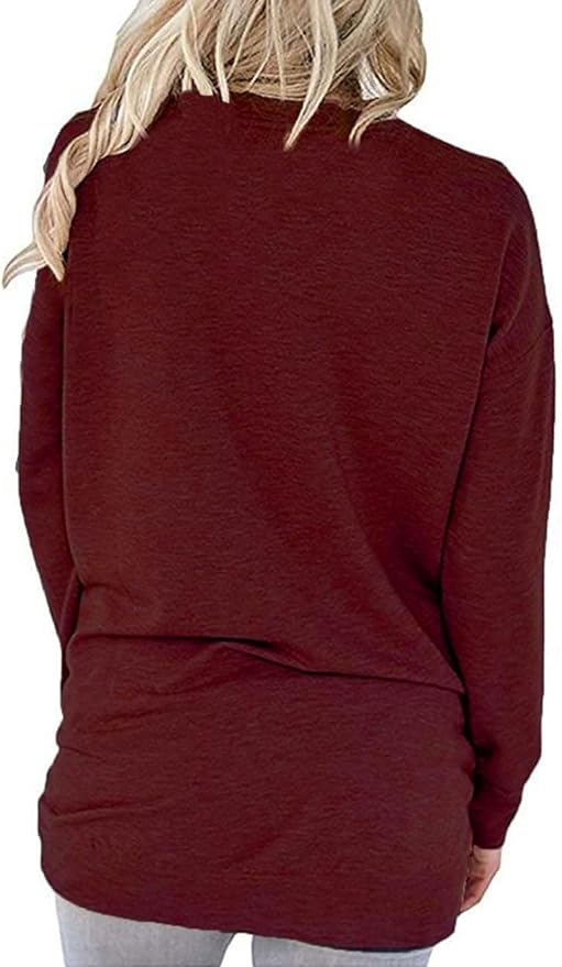 Akihoo Womens Casual Long Sleeve Tunic Tops Crew Neck Shirt Blouses
