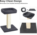 AGYM Cat Scratching Post, 32”Cat Scratcher with Large Plush Perch, Sisal & Carpet Scratching Post, Vertical Posts with Elevated Bed for Indoor Cats, Removable& Washable Cover, Darkgrey