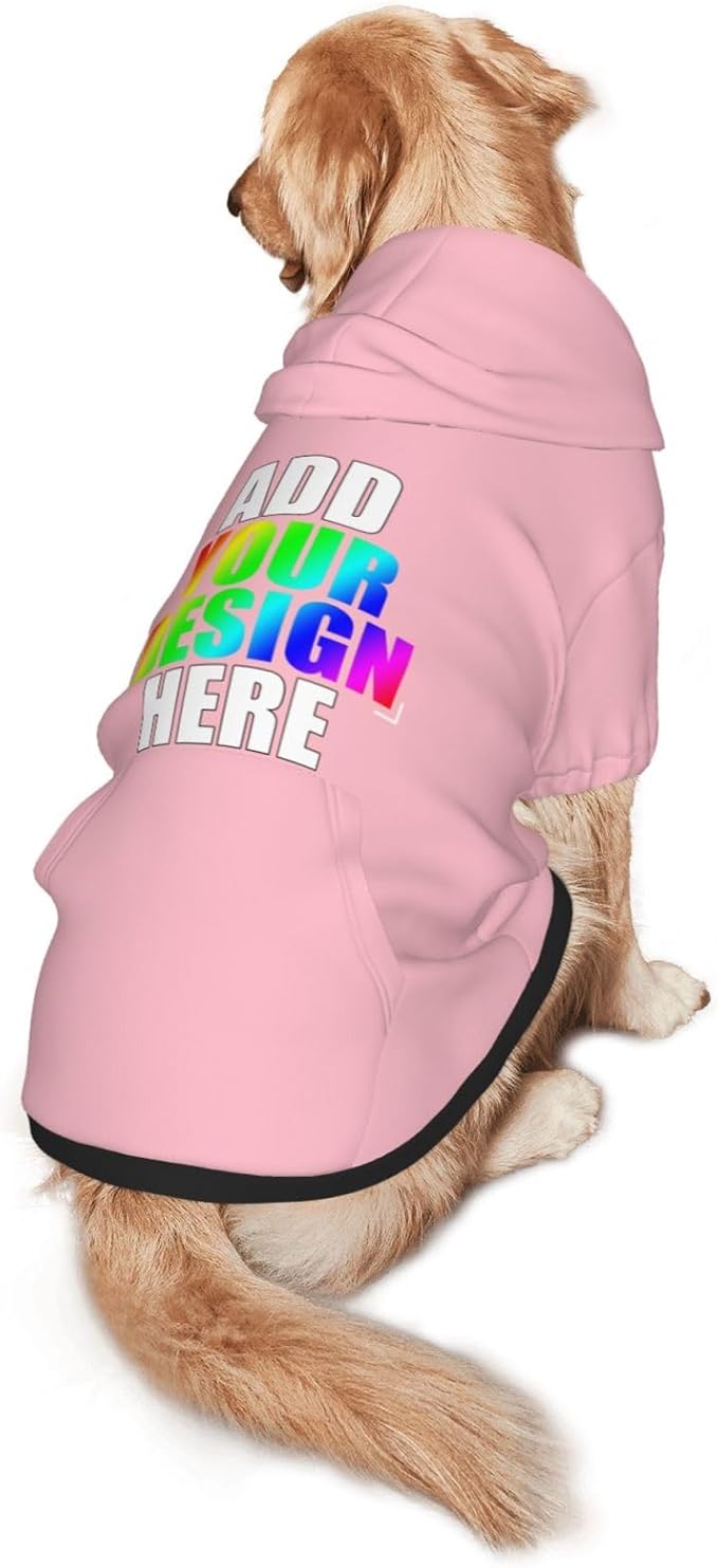 Personalized Dog Hoodie, Custom Dog Sweatshirt with Pocket, Customized Hoodie for Dogs, Puppy, Cat,XXL, Pink